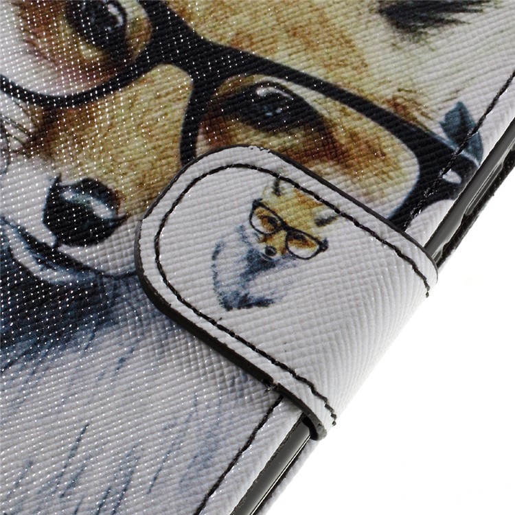 Patterned Leather Case Card Holder for Huawei Honor 5c / GT3 - Fox Wearing Glasses-10