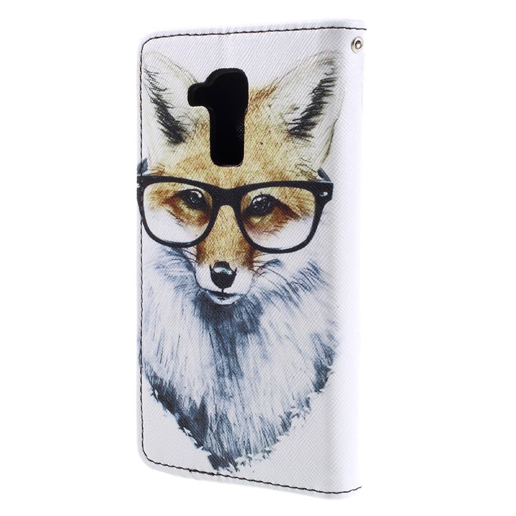 Patterned Leather Case Card Holder for Huawei Honor 5c / GT3 - Fox Wearing Glasses-2