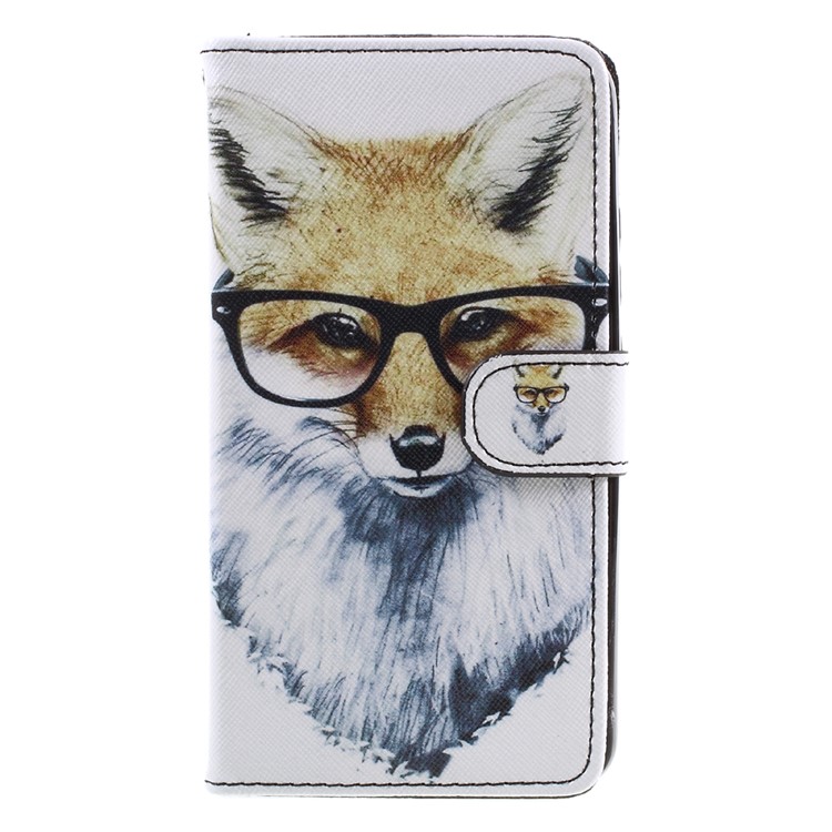 Patterned Leather Case Card Holder for Huawei Honor 5c / GT3 - Fox Wearing Glasses-3