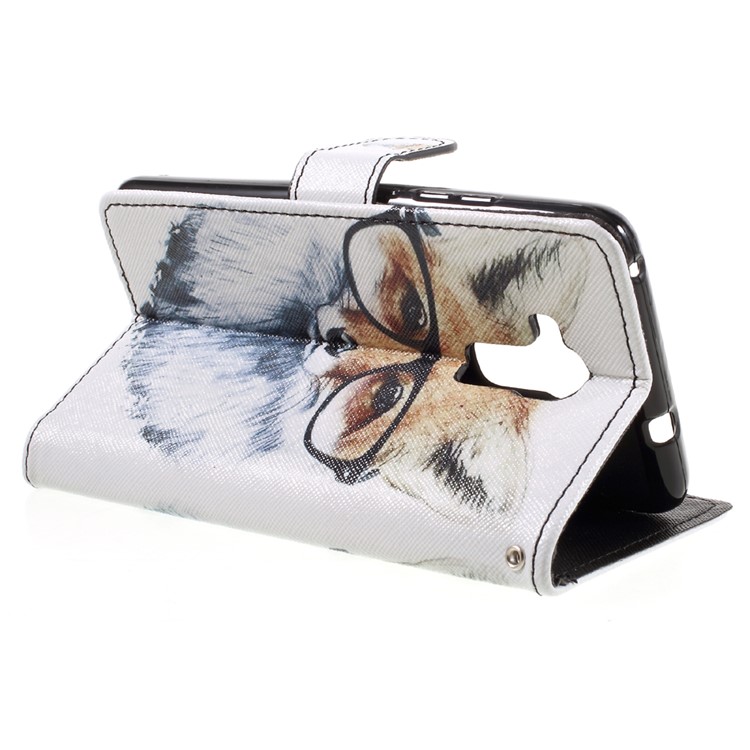 Patterned Leather Case Card Holder for Huawei Honor 5c / GT3 - Fox Wearing Glasses-5