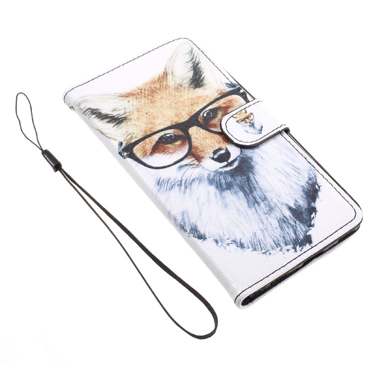 Patterned Leather Case Card Holder for Huawei Honor 5c / GT3 - Fox Wearing Glasses-7