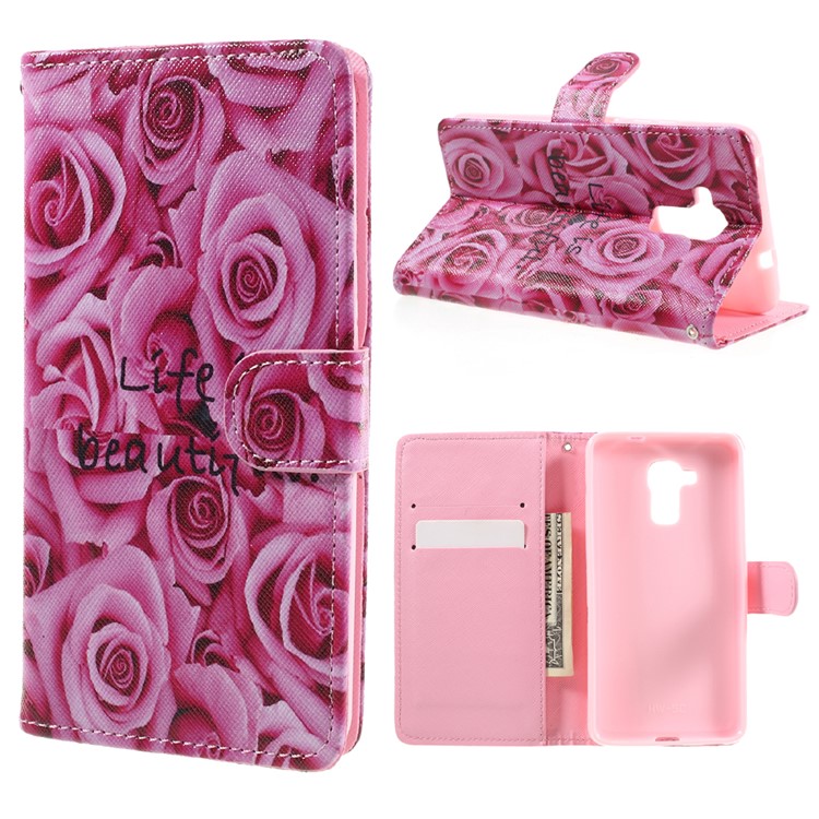 Magnetic Flip Leather Case Cover for Huawei Honor 5c / GT3 - Pretty Roses-1