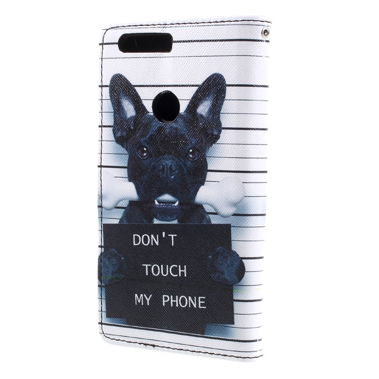 Patterned Leather Flip Cover for Huawei Honor 8 - Dog and Dot Not Touch My Phone-2