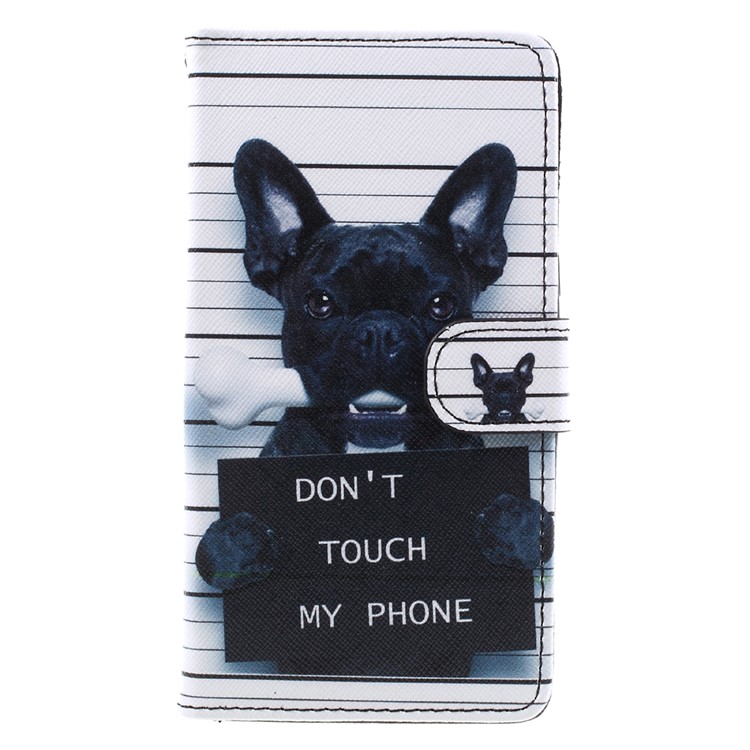 Patterned Leather Flip Cover for Huawei Honor 8 - Dog and Dot Not Touch My Phone-3