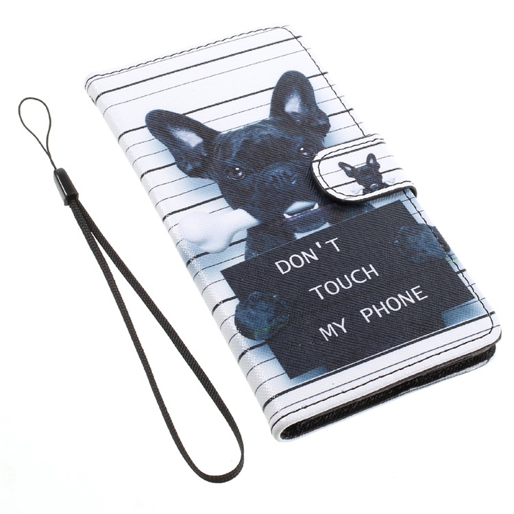 Patterned Leather Flip Cover for Huawei Honor 8 - Dog and Dot Not Touch My Phone-7