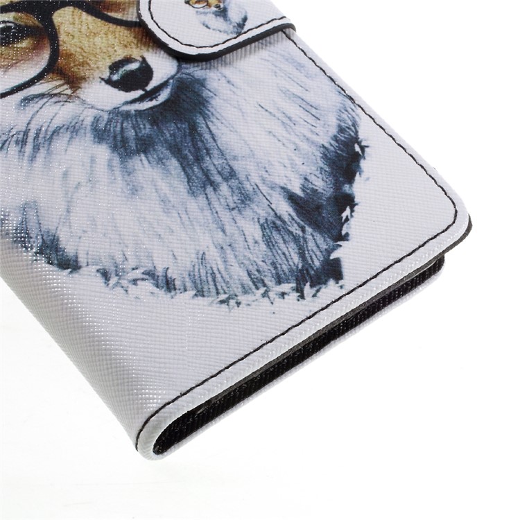 PU Leather Cover with Lanyard for Huawei Honor 8 - Fox Wearing Glasses-8