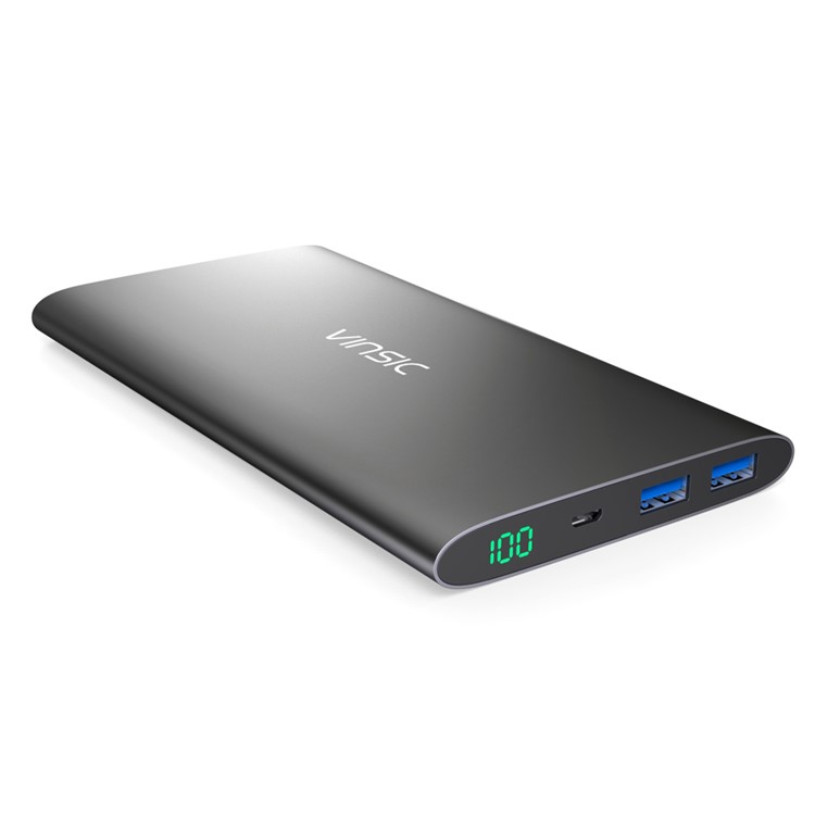 

VINSIC Alien P11 12000mAh Ultrathin Mobile Power Bank Dual USB for iPhone iPad Samsung - Black