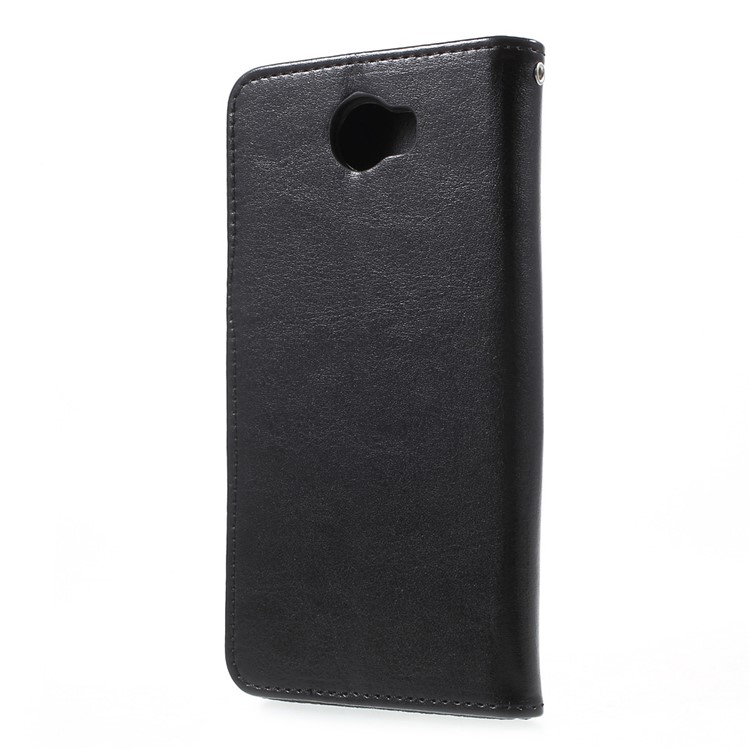 Durable Leather Wallet Stand Case for Huawei Y5II / Y5 II / Honor 5 - Black-2