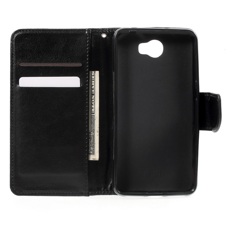 Durable Leather Wallet Stand Case for Huawei Y5II / Y5 II / Honor 5 - Black-4