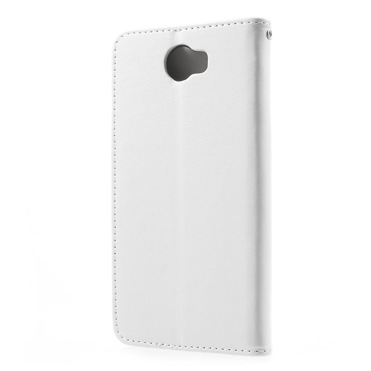 Durable Leather Wallet Stand Cover for Huawei Y5II / Y5 II / Honor 5 - White-2