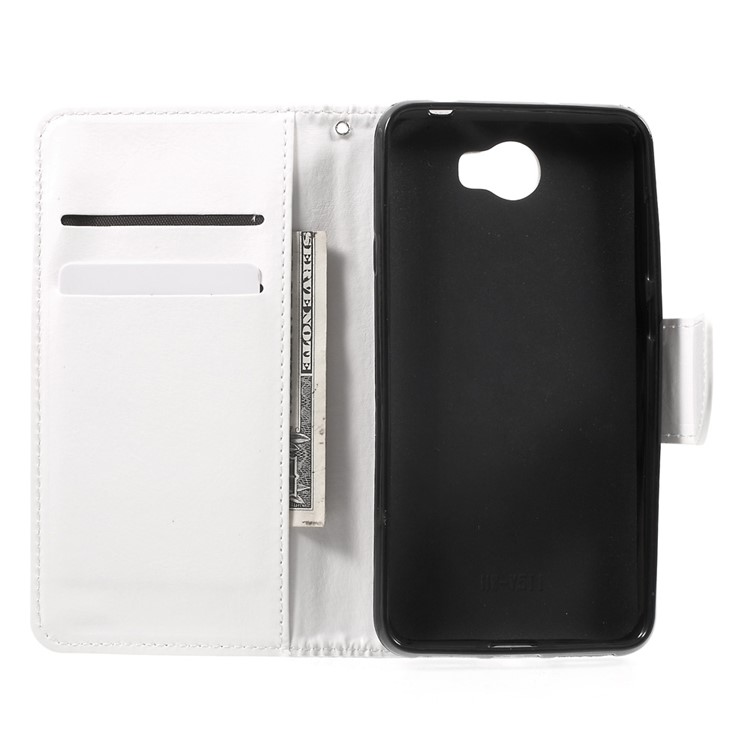 Durable Leather Wallet Stand Cover for Huawei Y5II / Y5 II / Honor 5 - White-4