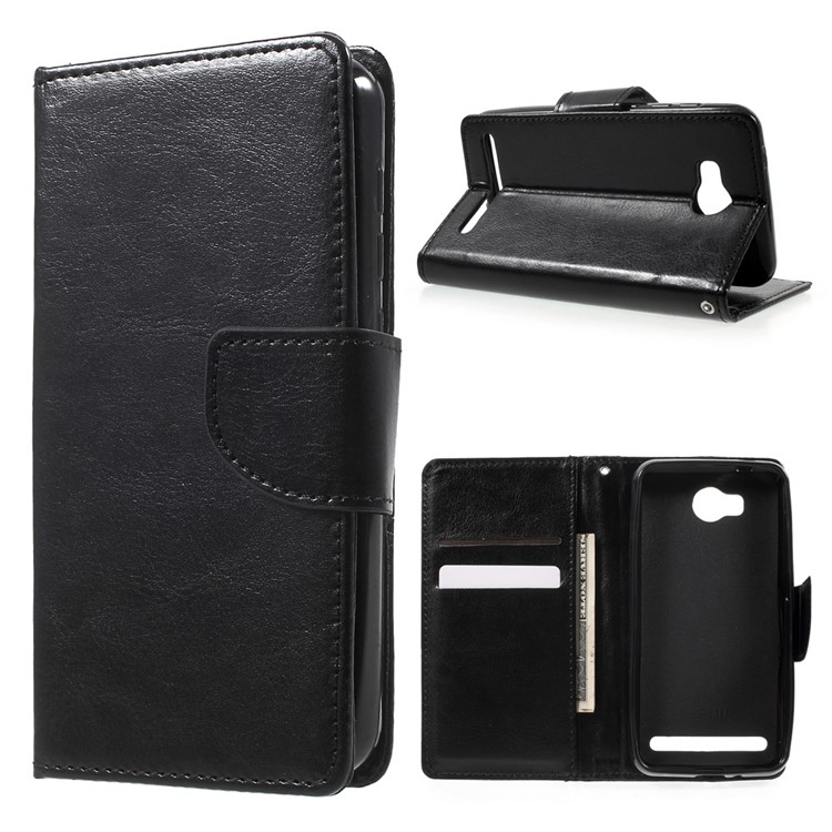 Protective Wallet Stand Leather Case for Huawei Huawei Y3II / Y3 II - Black-1