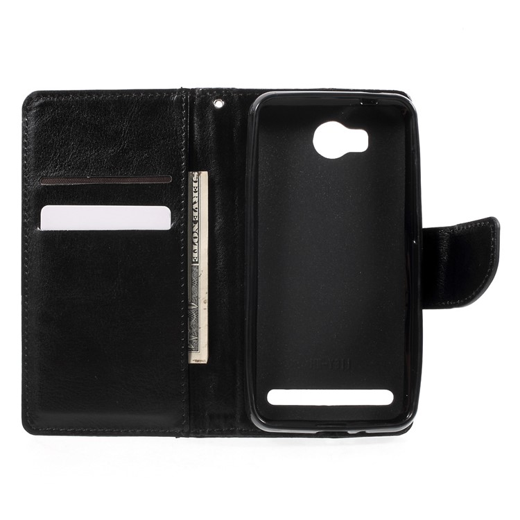 Protective Wallet Stand Leather Case for Huawei Huawei Y3II / Y3 II - Black-4