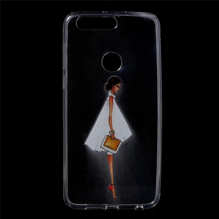 Patterned Ultra-thin TPU Gel Back Shield Shell for Huawei Honor 8 - Fashion Lady-1