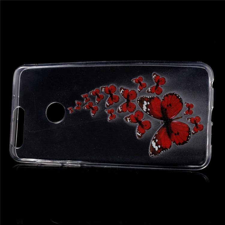 Pattern Printing TPU Ultra-thin Back Shell for Huawei Honor 8 - Red Butterflies-2