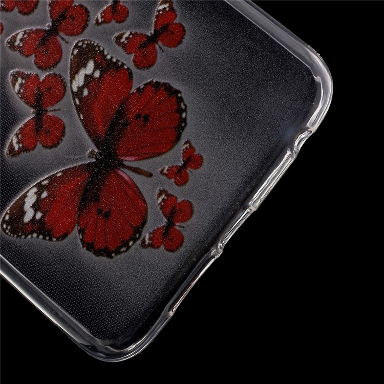 Pattern Printing TPU Ultra-thin Back Shell for Huawei Honor 8 - Red Butterflies-4