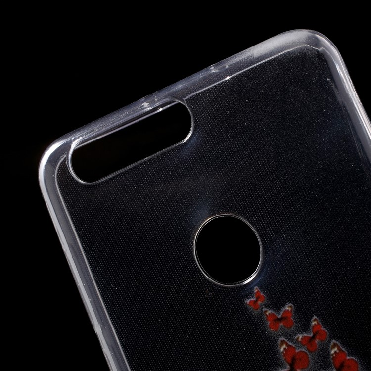 Pattern Printing TPU Ultra-thin Back Shell for Huawei Honor 8 - Red Butterflies-5