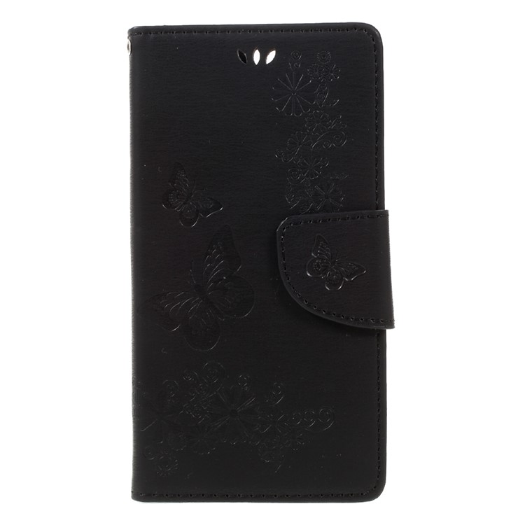 Imprinted Leather Wallet Stand Case for Huawei Honor 8 - Black-3