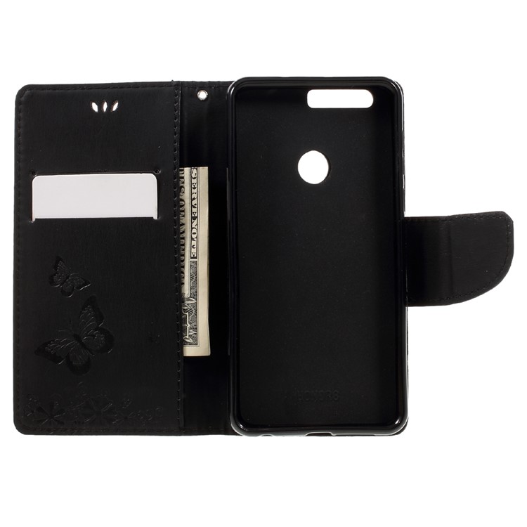 Imprinted Leather Wallet Stand Case for Huawei Honor 8 - Black-6