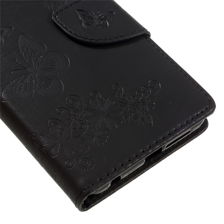 Imprinted Leather Wallet Stand Case for Huawei Honor 8 - Black-8