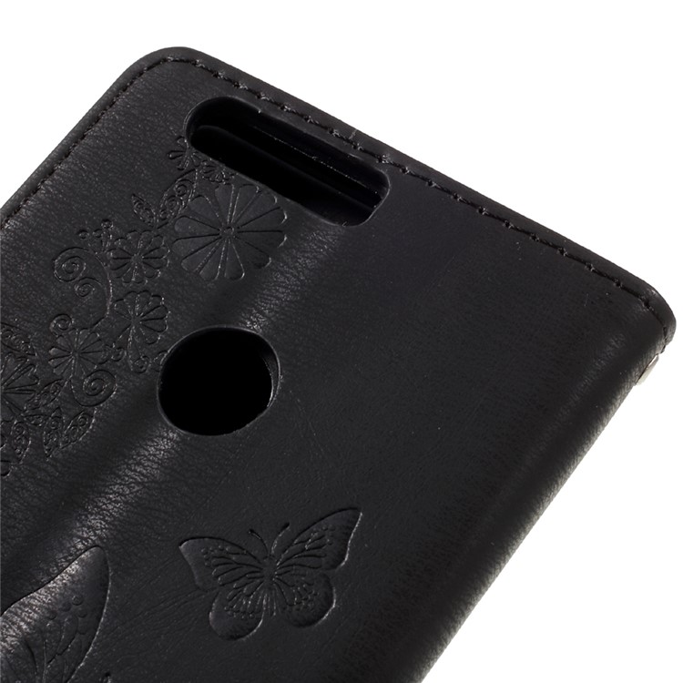 Imprinted Leather Wallet Stand Case for Huawei Honor 8 - Black-9