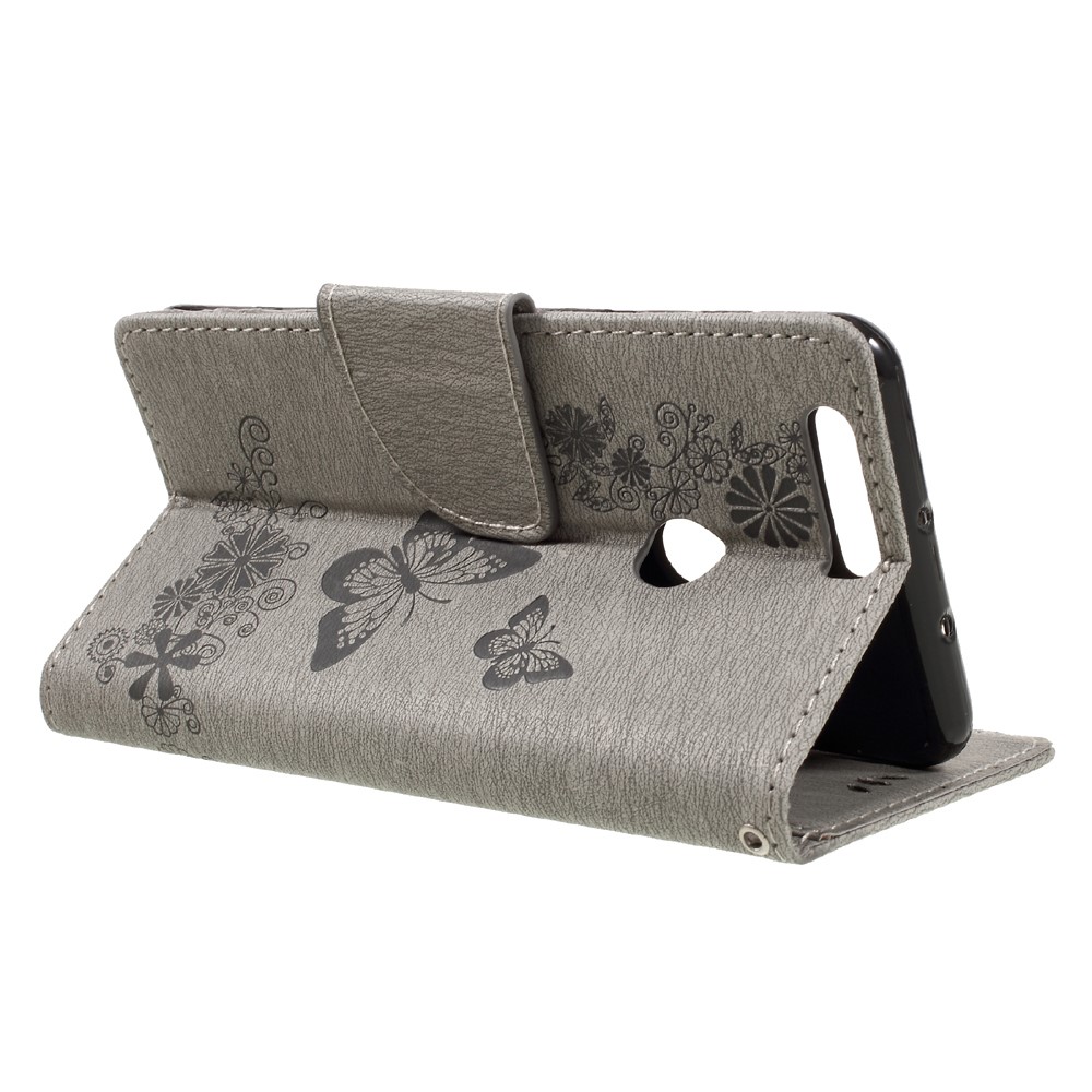 Imprinted Leather Wallet Stand Cover for Huawei Honor 8 - Black-5