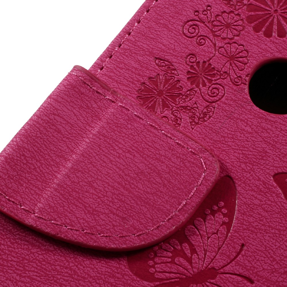 Imprinted Leather Wallet Stand Shell for Huawei Honor 8 - Red-11
