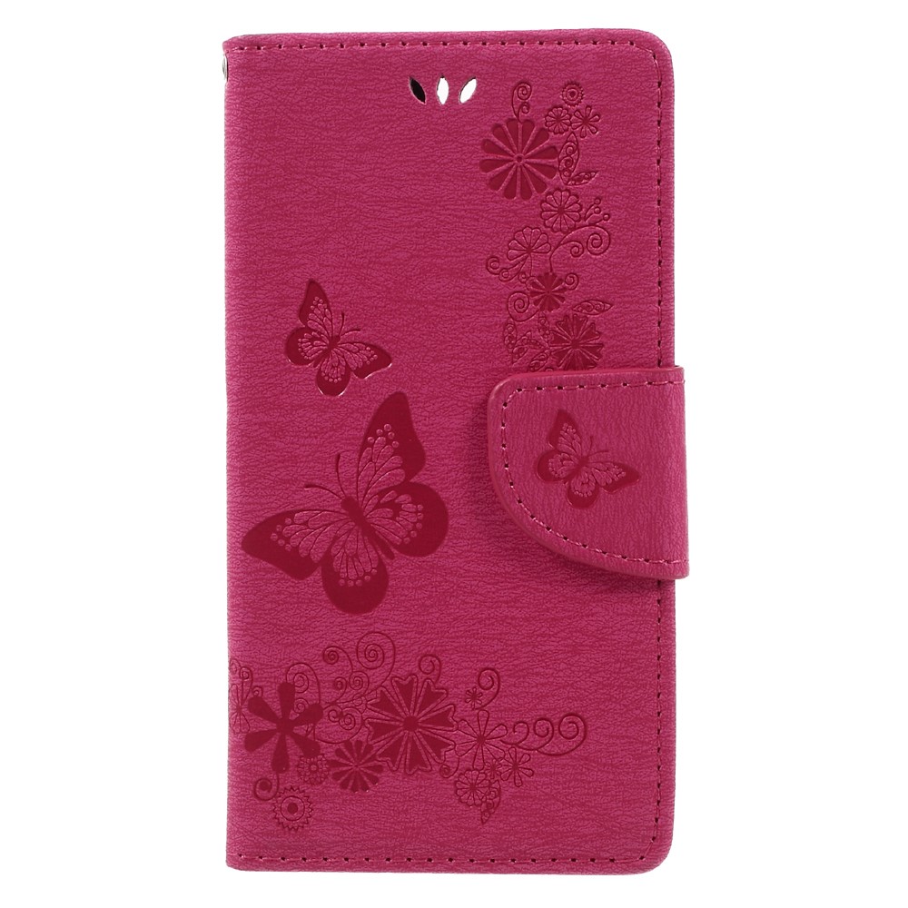 Imprinted Leather Wallet Stand Shell for Huawei Honor 8 - Red-3