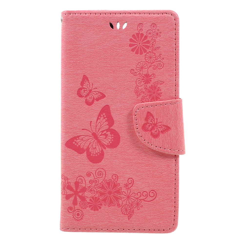 Imprinted Leather Wallet Phone Case for Huawei Honor 8 - Pink-3