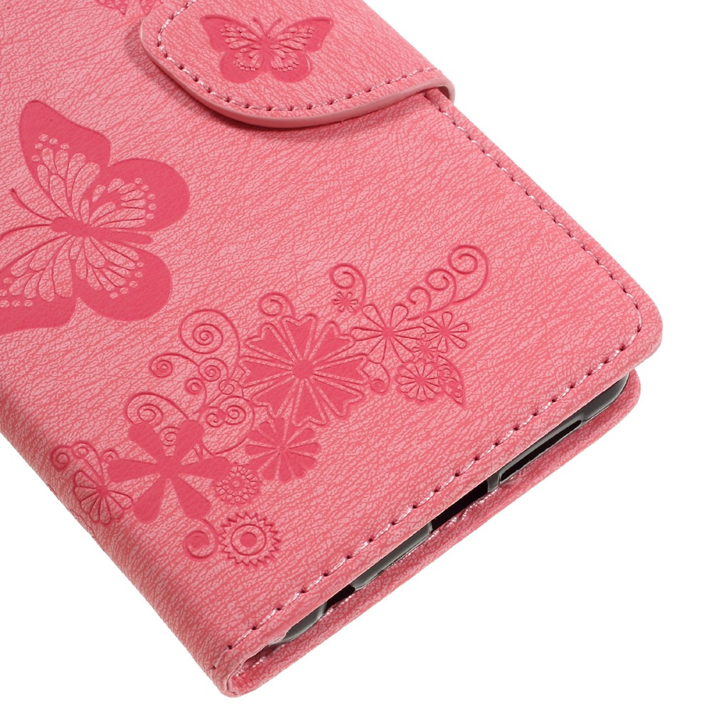 Imprinted Leather Wallet Phone Case for Huawei Honor 8 - Pink-7