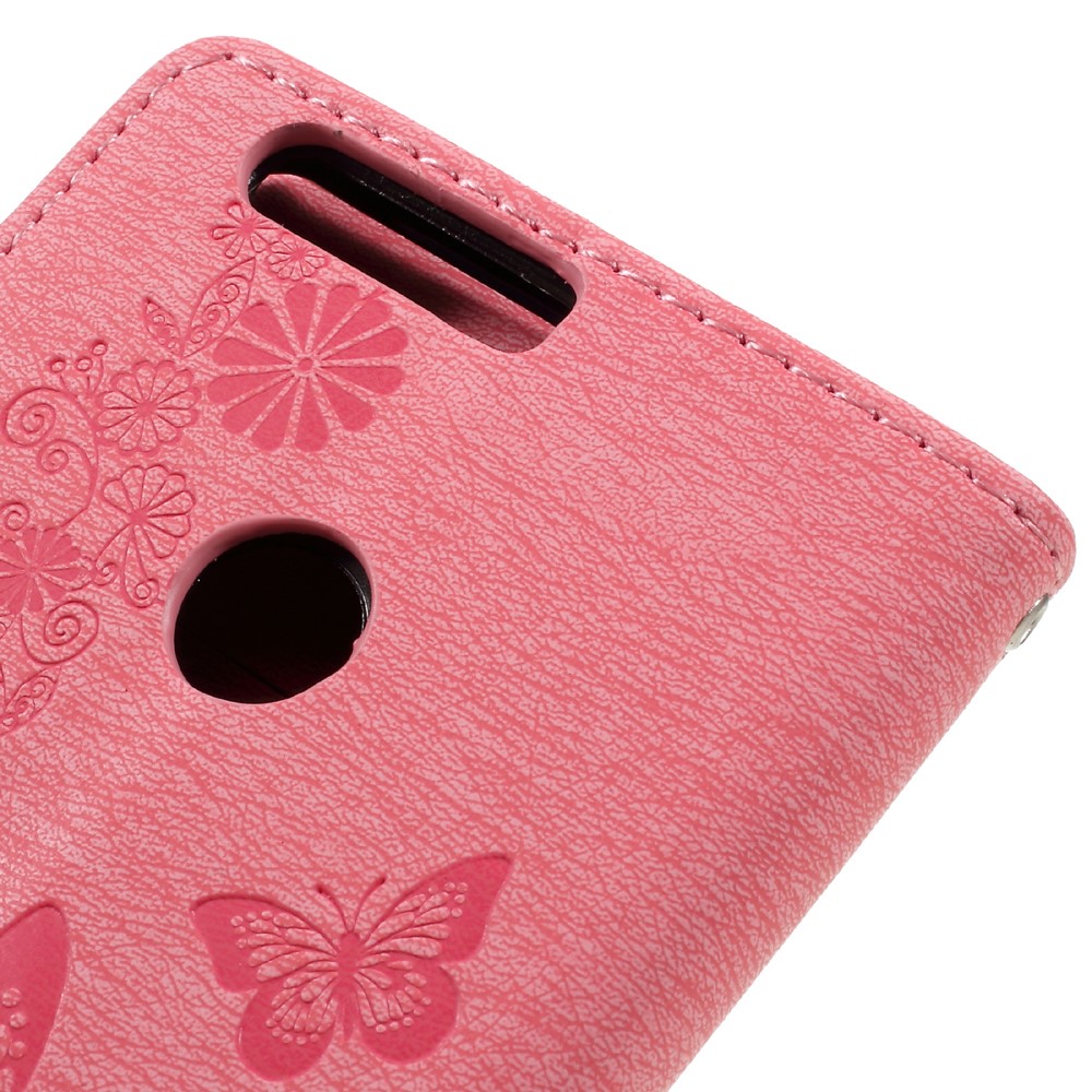 Imprinted Leather Wallet Phone Case for Huawei Honor 8 - Pink-8