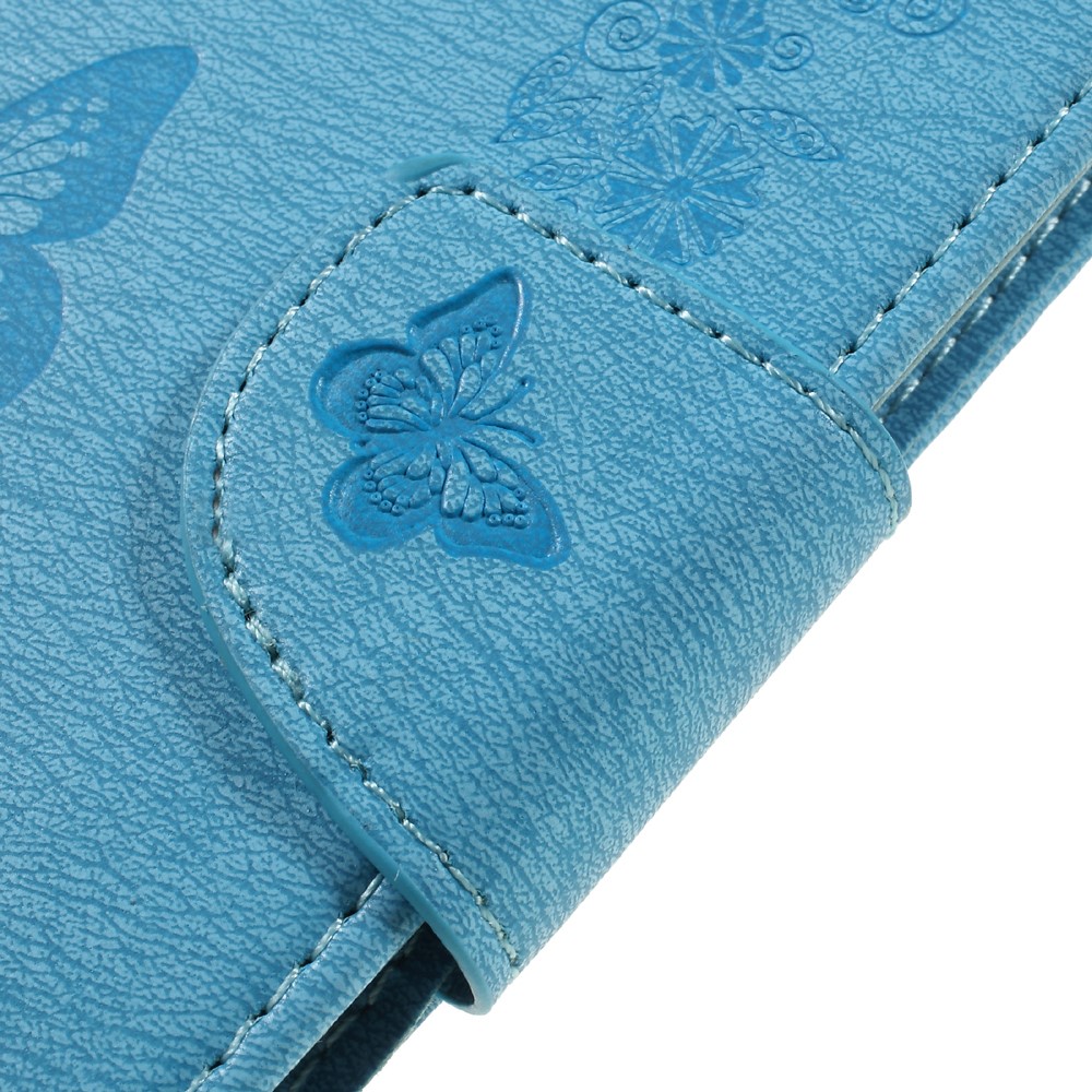 Imprinted Leather Wallet Phone Cover for Huawei Honor 8 - Blue-10