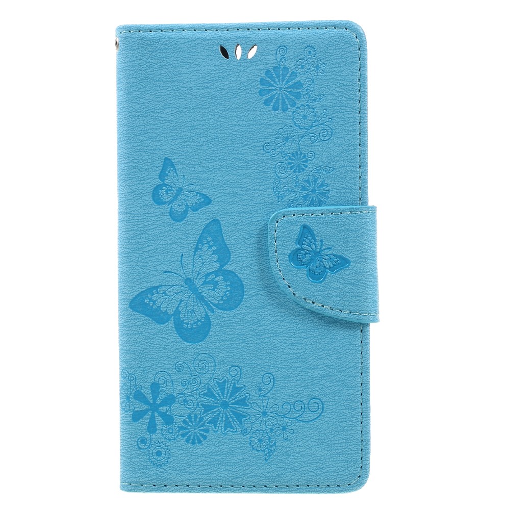 Imprinted Leather Wallet Phone Cover for Huawei Honor 8 - Blue-3
