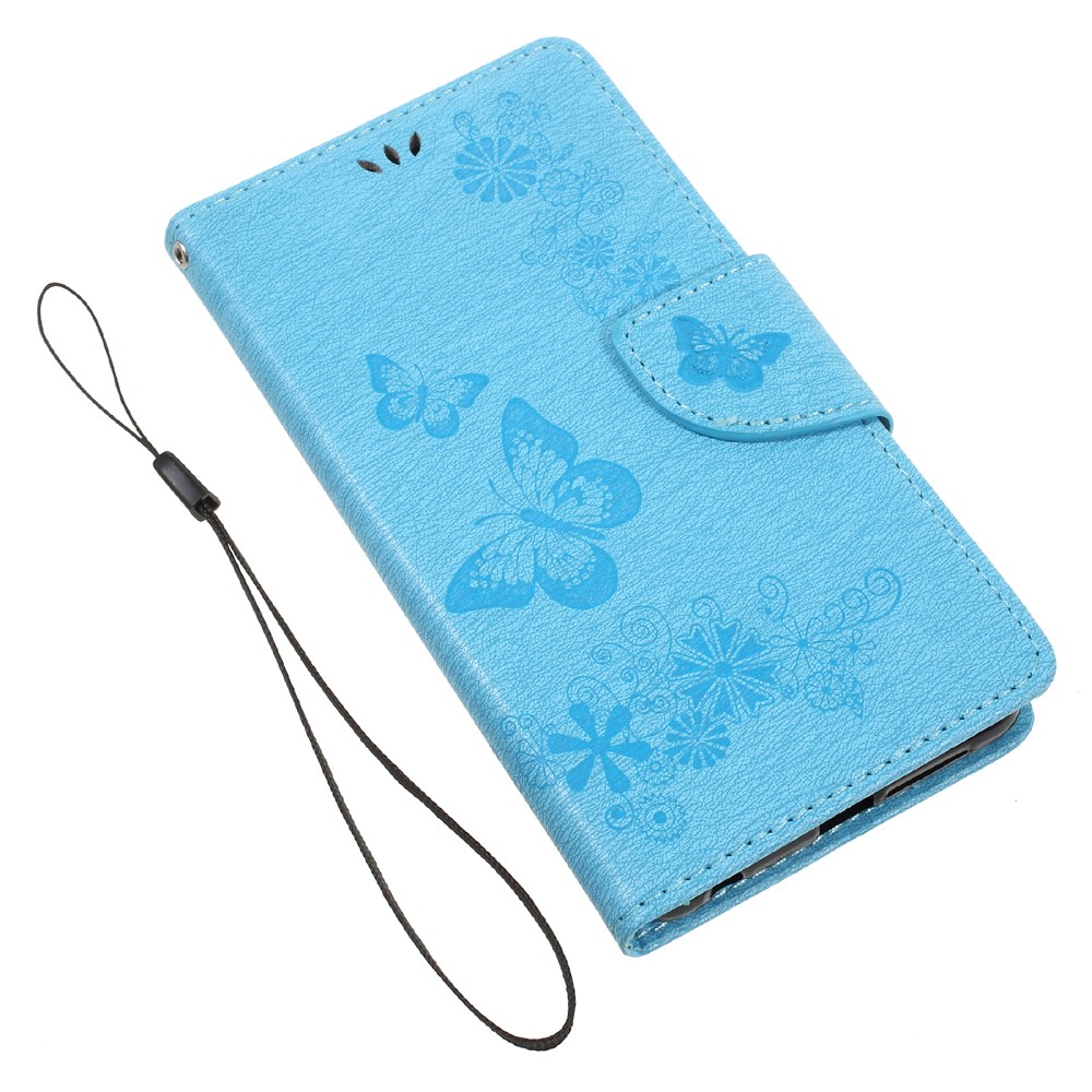 Imprinted Leather Wallet Phone Cover for Huawei Honor 8 - Blue-7