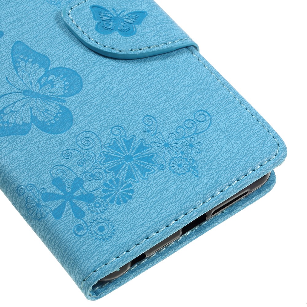 Imprinted Leather Wallet Phone Cover for Huawei Honor 8 - Blue-8