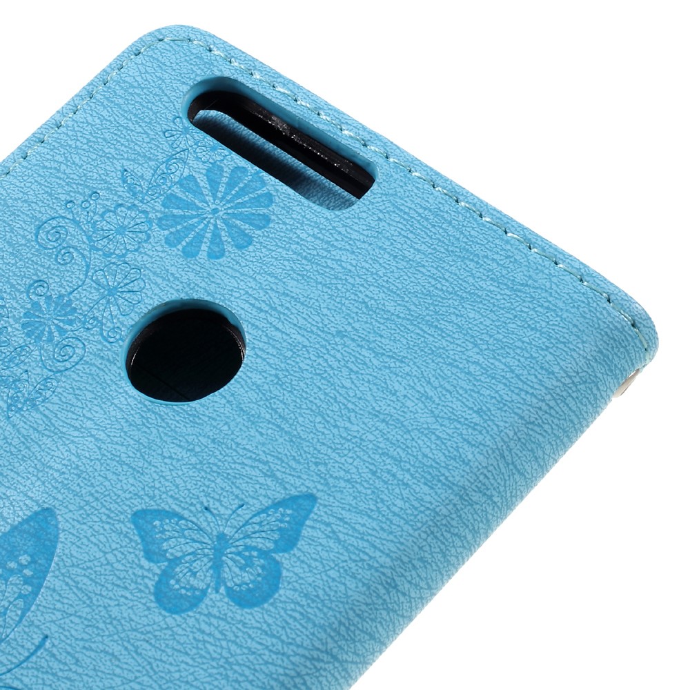 Imprinted Leather Wallet Phone Cover for Huawei Honor 8 - Blue-9