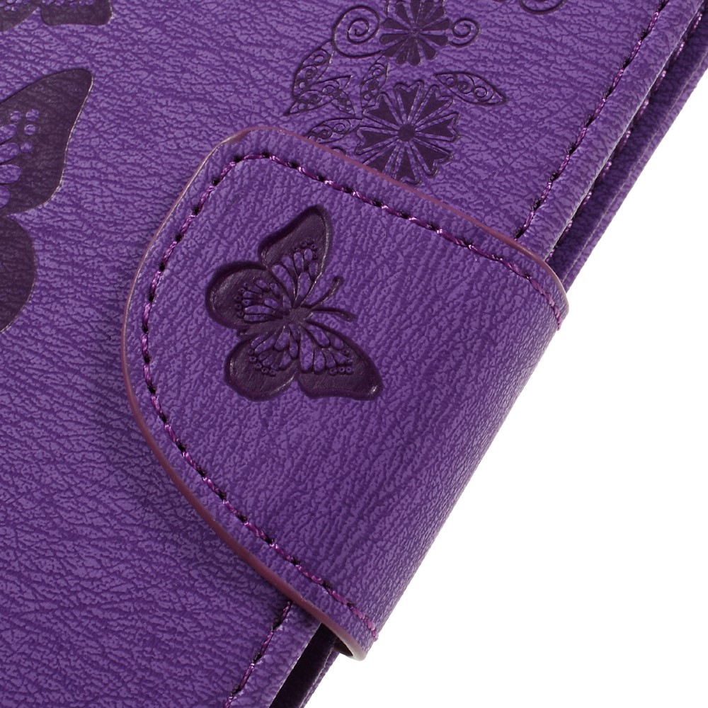 Imprinted Leather Card Holder Stand Shell for Huawei Honor 8 - Purple-10
