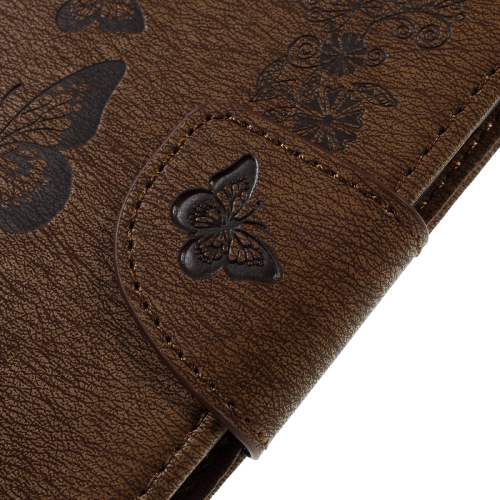 Imprinted Leather Stand Case for Huawei Honor 8 with Card Slots - Brown-10