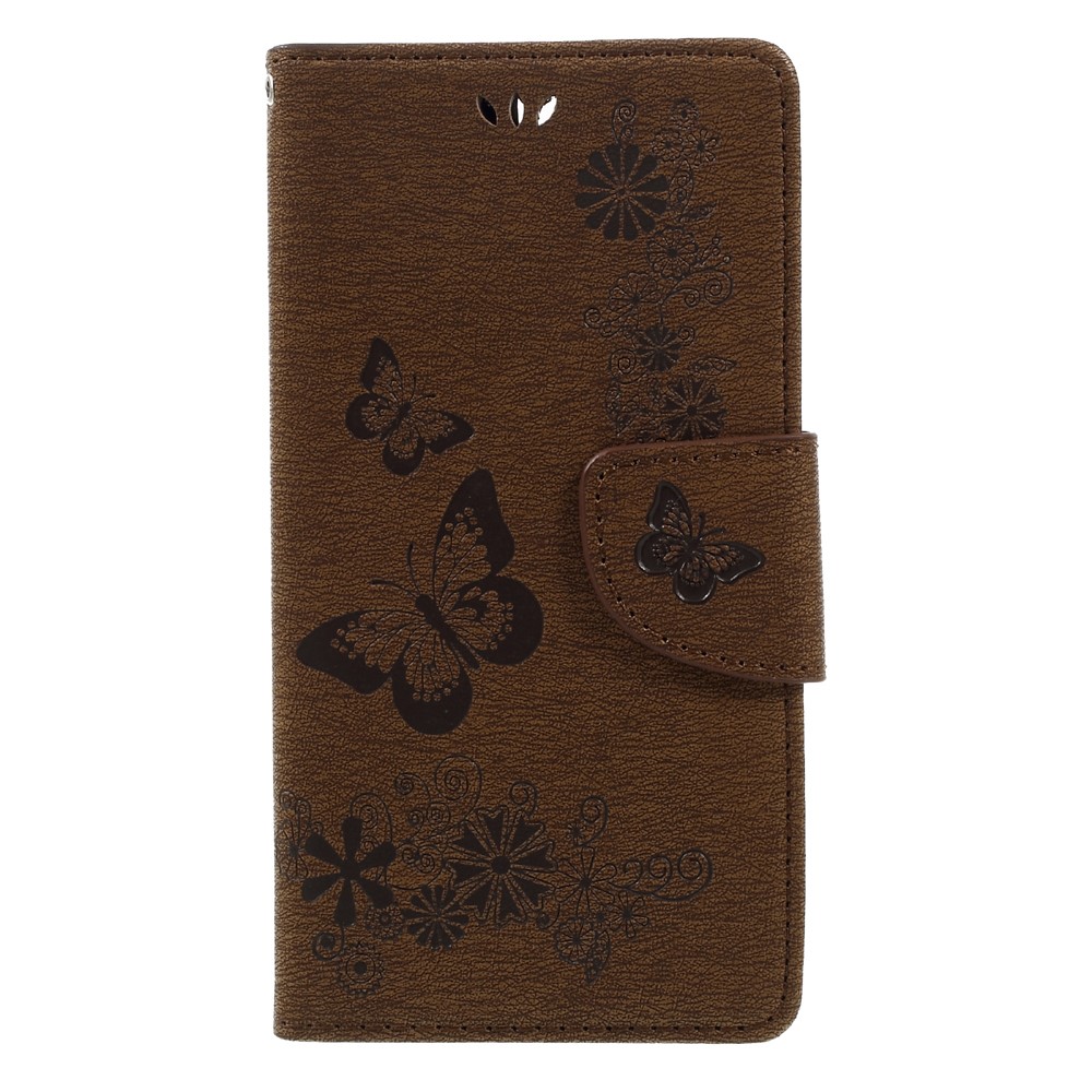 Imprinted Leather Stand Case for Huawei Honor 8 with Card Slots - Brown-3