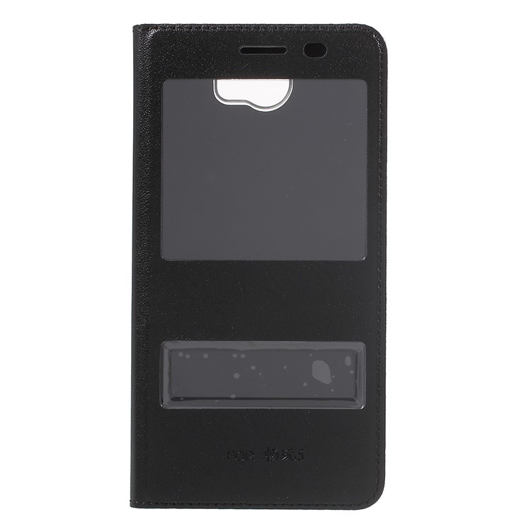 Dual View Window Flip Leather Case for Huawei Honor Y5II / Y5 II / Honor 5 - Black-2