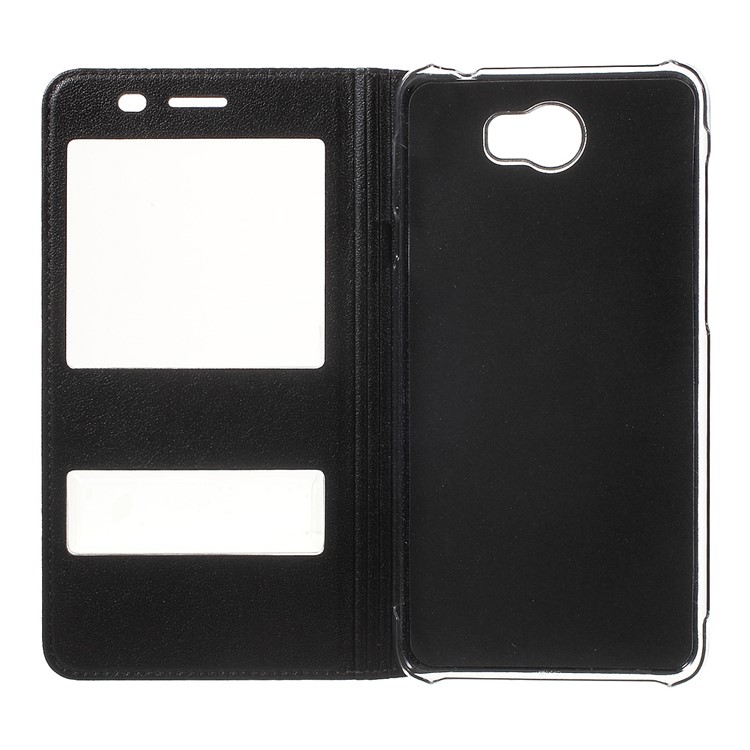Dual View Window Flip Leather Case for Huawei Honor Y5II / Y5 II / Honor 5 - Black-5