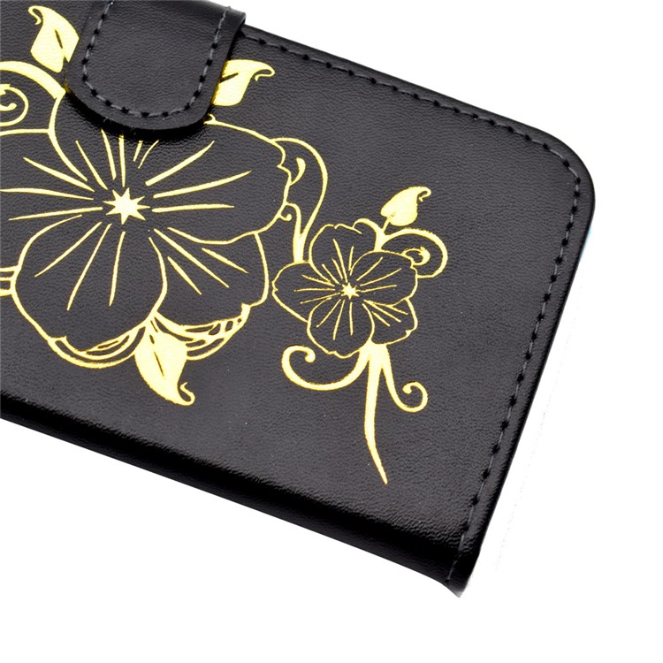 Lacquered Butterfly Flower Wallet Leather Stand Case for Huawei P9 Lite - Black-4