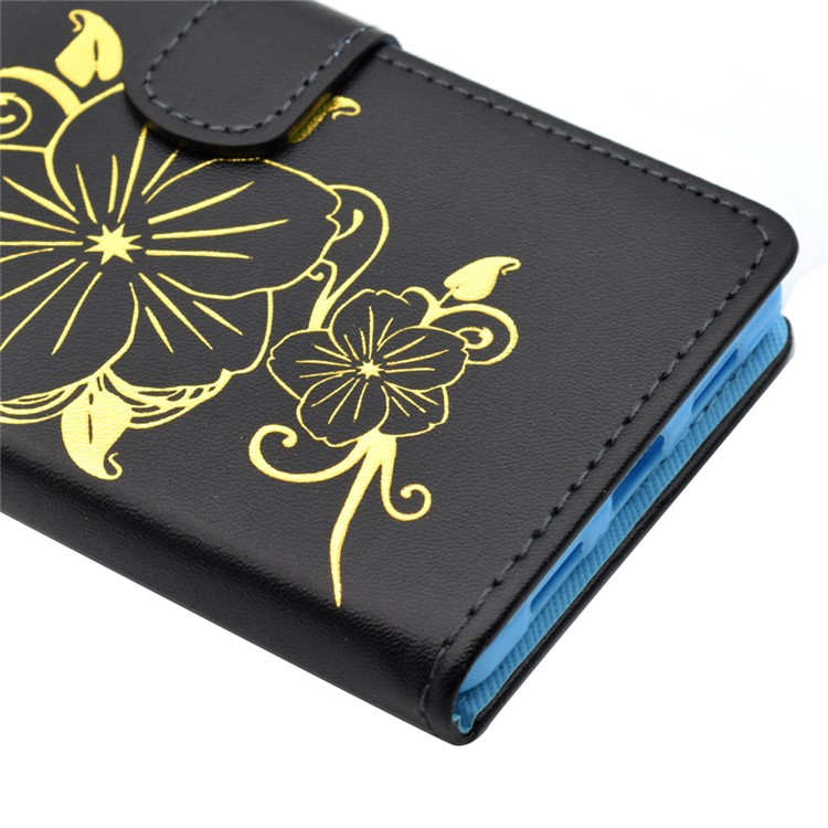 Gilding Butterfly Flower Leather Wallet Cover for Huawei Ascend P8 Lite - Black-4