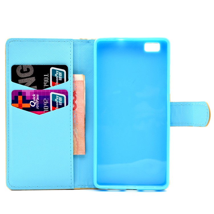 For Huawei Ascend P8 Lite Gilding Butterfly Flower Leather Cover Card Holder - Gold-6