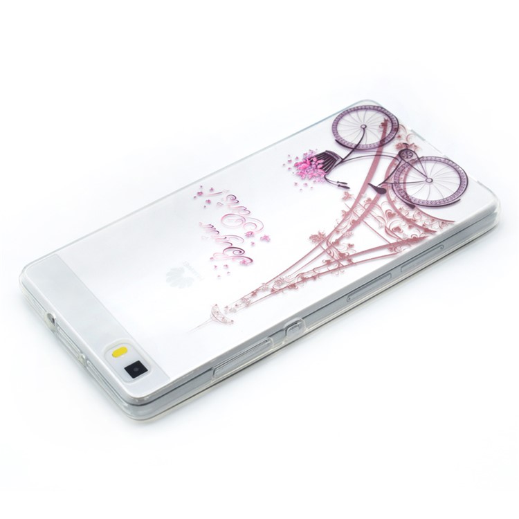 Soft TPU Skin Patterned Cover for Huawei Ascend P8 Lite - Eiffel Tower and Bike-3