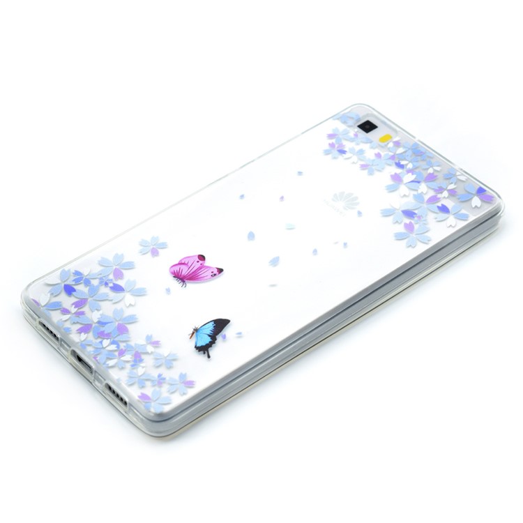 Soft TPU Patterned Back Case for Huawei Ascend P8 Lite - Butterflies and Flowers-2