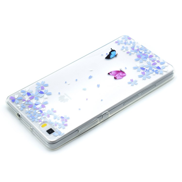 Soft TPU Patterned Back Case for Huawei Ascend P8 Lite - Butterflies and Flowers-3