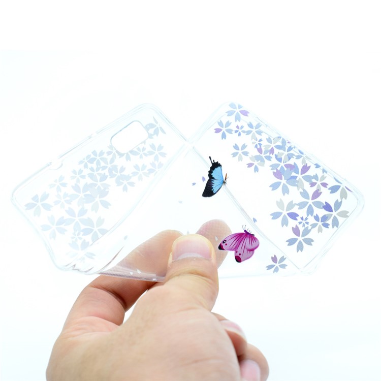 Soft TPU Patterned Back Case for Huawei Ascend P8 Lite - Butterflies and Flowers-4