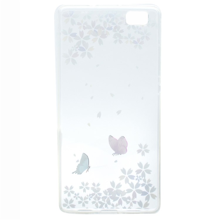 Soft TPU Patterned Back Case for Huawei Ascend P8 Lite - Butterflies and Flowers-5