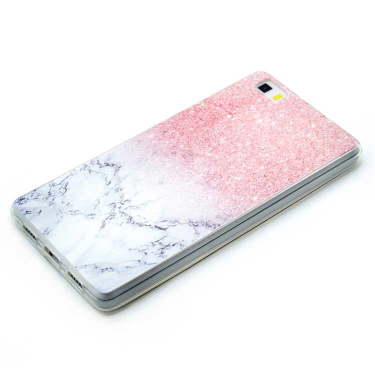 Soft TPU Protection Cover for Huawei Ascend P8 Lite - Glitter Marble Pattern-2